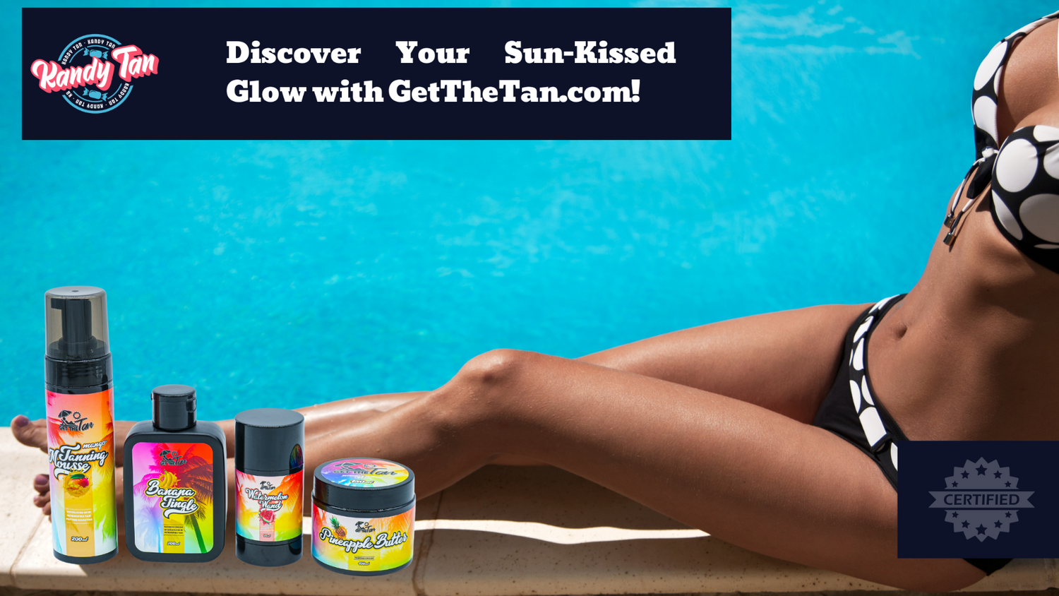 get the tan creams with tanned girl with kandytan logo