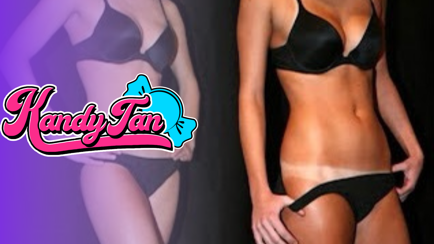 Before and After Using Tanning drops with Kandy tan logo 