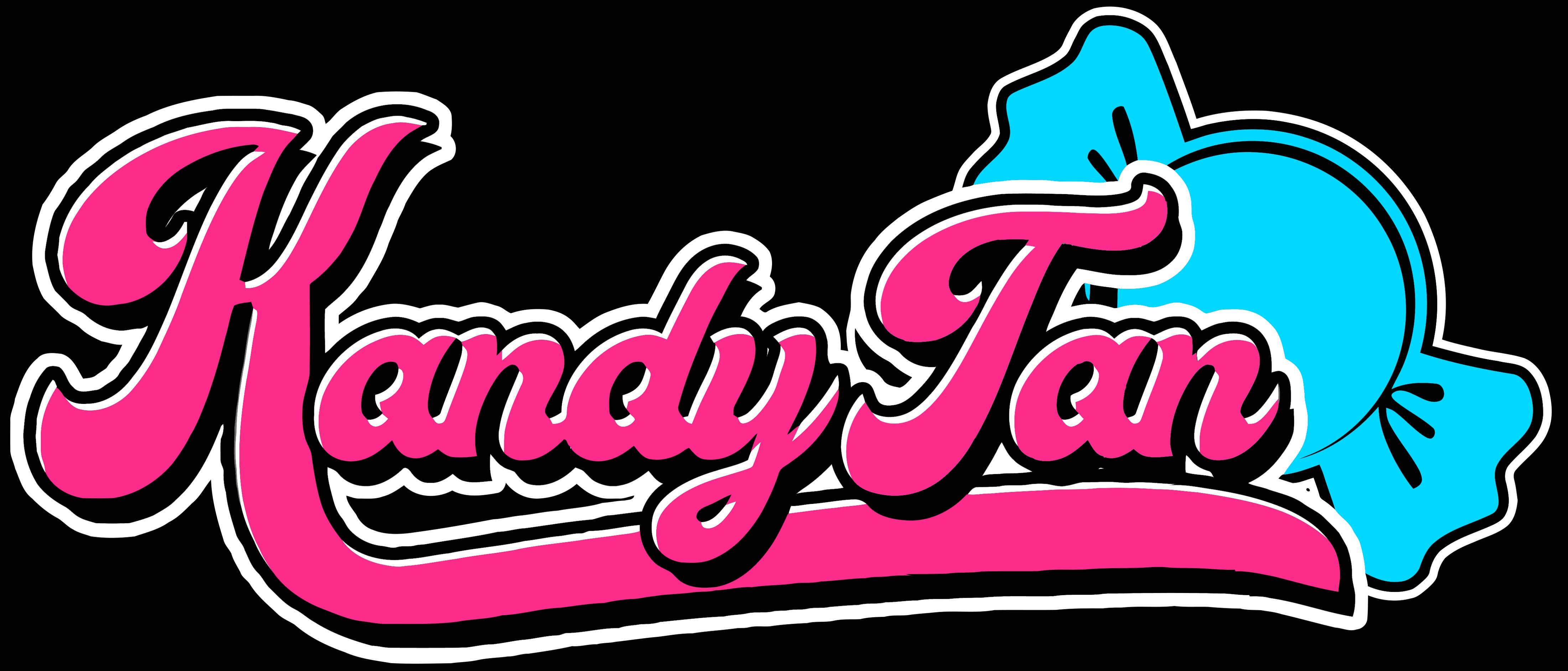Kandy tans logo with blue candy flavoured sweet